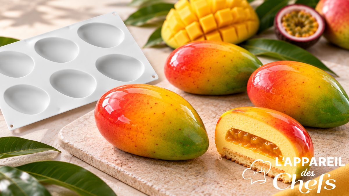 Trompe-l’œil mangue : entremets mangue-passion avec le moule Silikomart 🥭