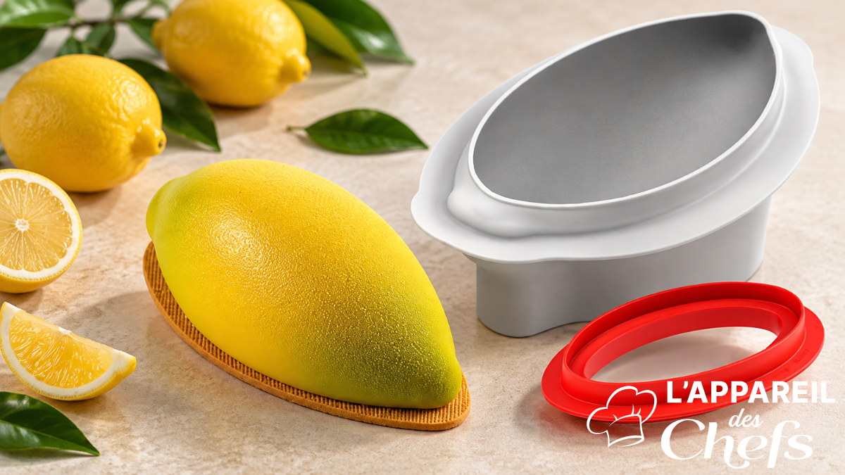 Trompe-l’œil citron XL : entremets citron, lemon curd & croustillant