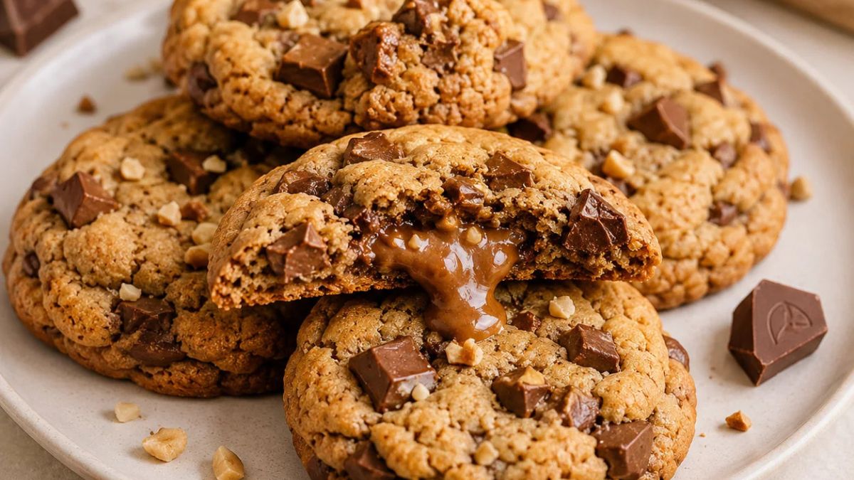 Cookies au chocolat Caramélia et cœur praliné