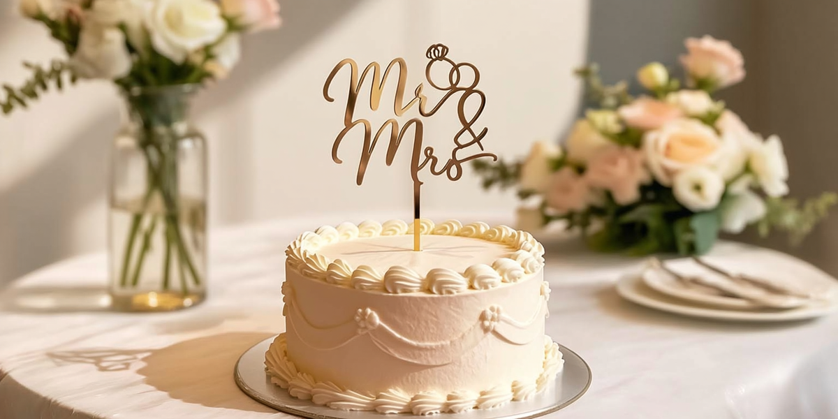 Gâteau de mariage avec topper « Mr & Mrs »