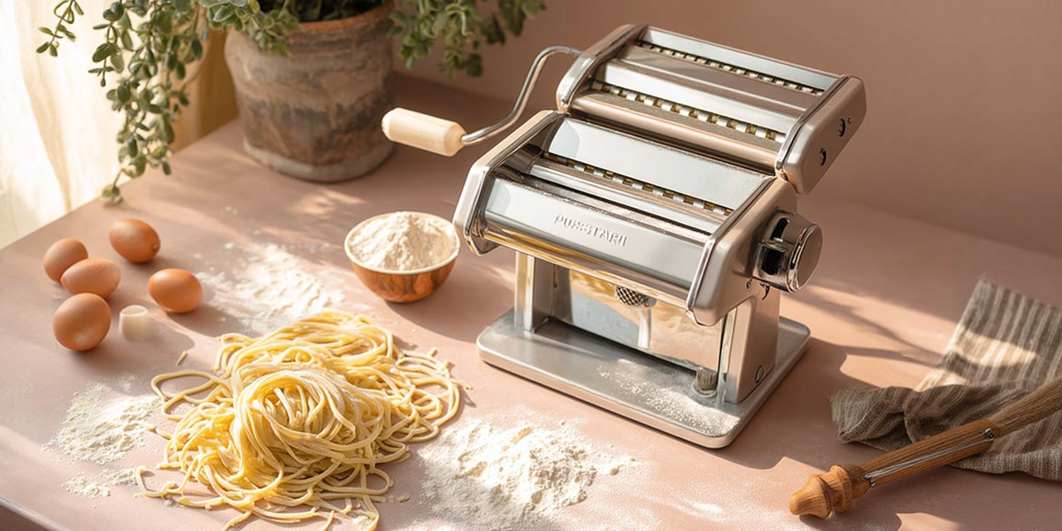 Machine à pâtes manuelle avec pâtes fraîches