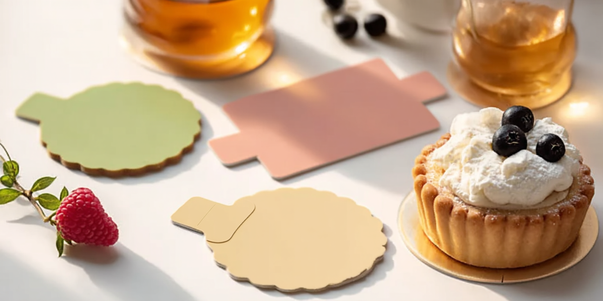 Supports à gâteau colorés pour présentation de pâtisseries individuelles