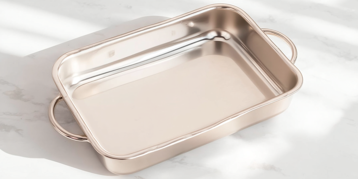 Plat à rôtir rectangulaire en inox avec poignées latérales