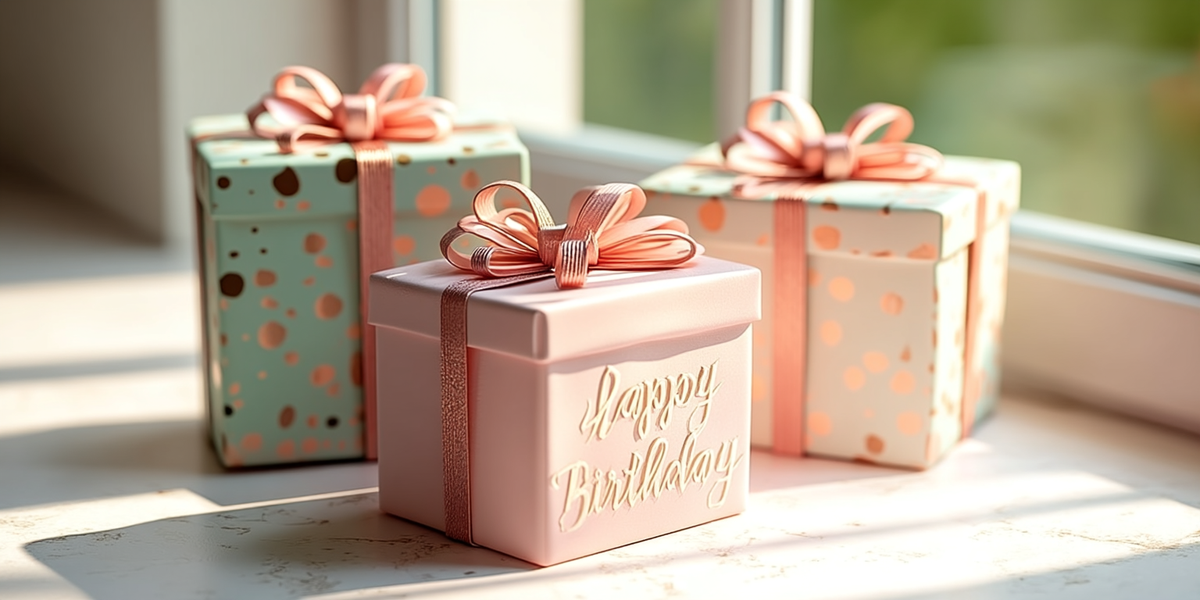Boîtes cadeaux d’anniversaire décorées avec rubans