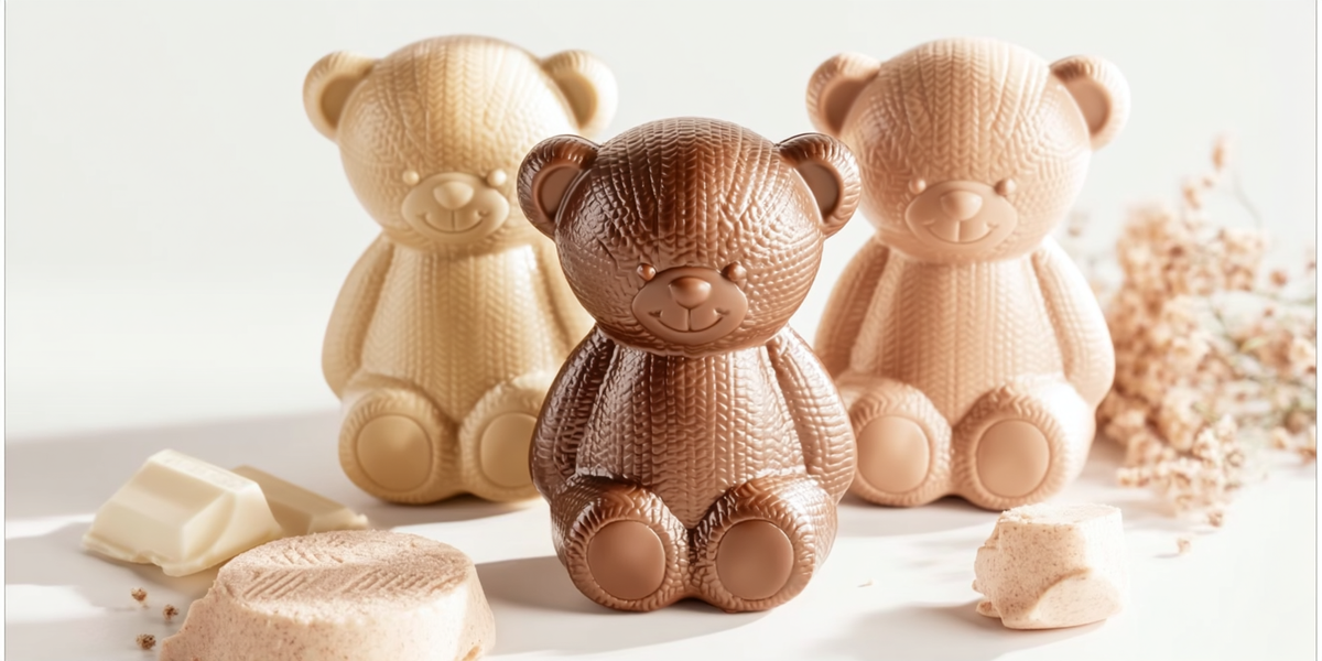 Oursons en chocolat blanc et au lait pour Pâques