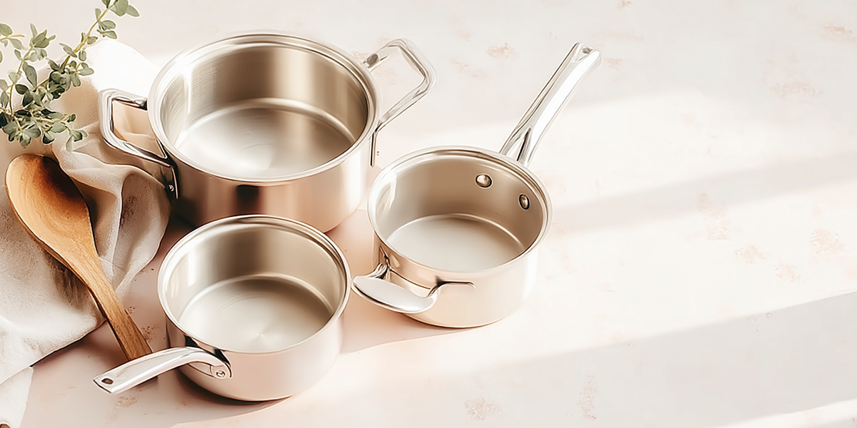 Casseroles et faitout en inox de différentes tailles