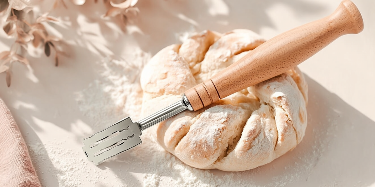 Lame de boulanger avec manche en bois pour grigner le pain