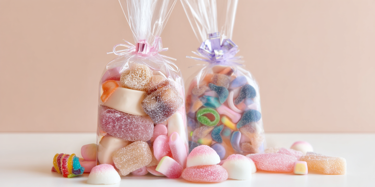 Sachets de bonbons et confiseries colorées
