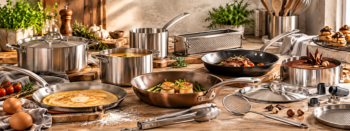 matériel et ustensiles de cuisine sur un plan de travail