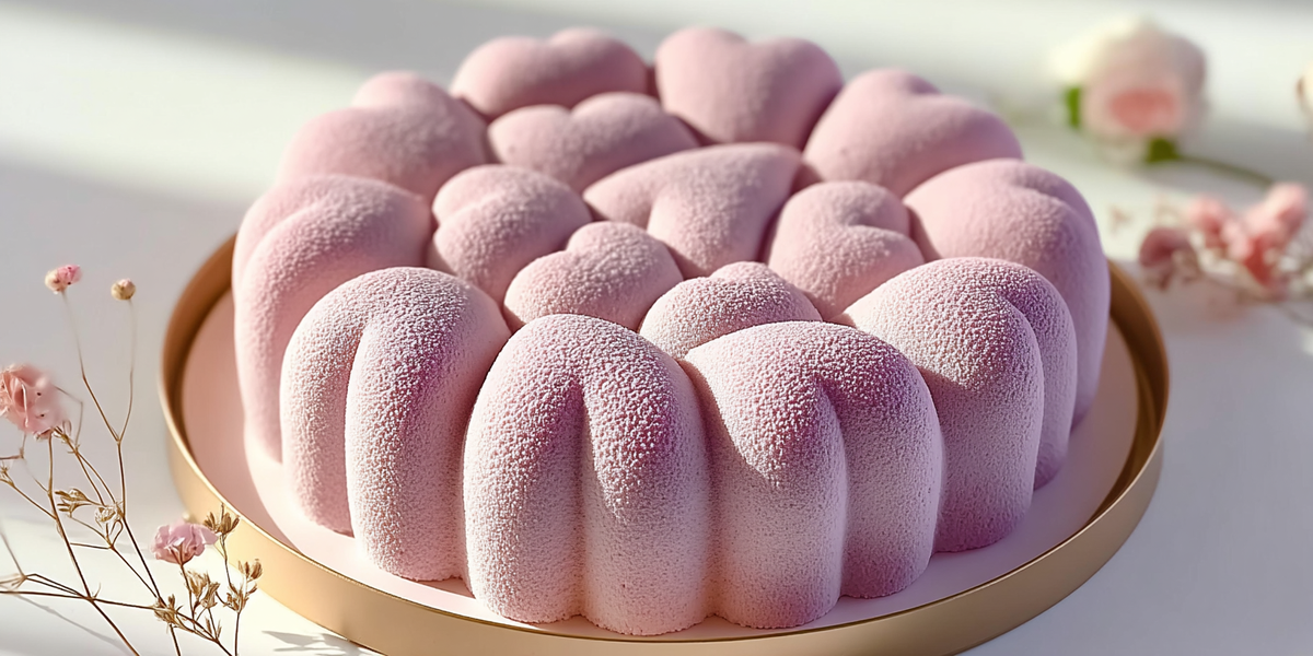 Entremets rose effet velours aux formes arrondies
