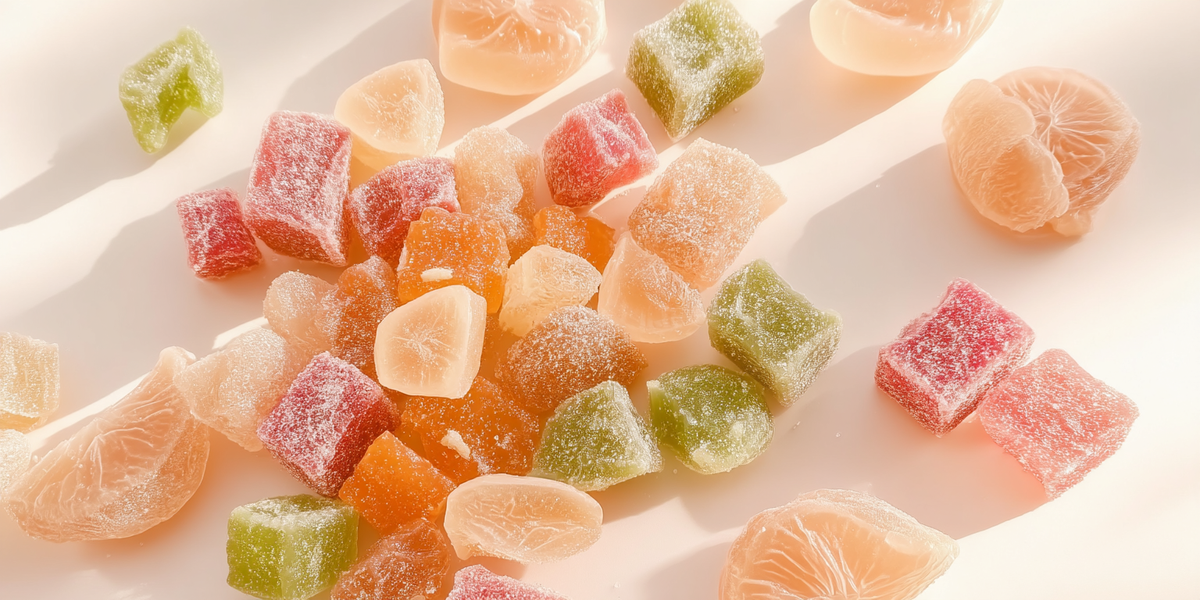 Pâtes de fruits colorées et agrumes