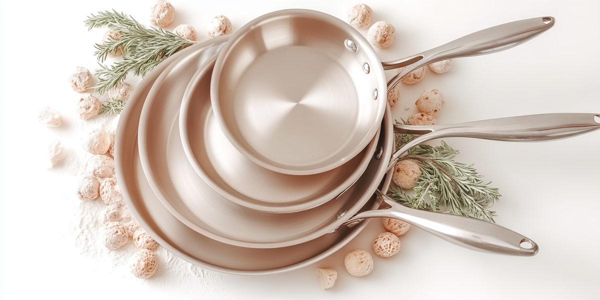 Poêles de cuisine en inox de différentes tailles