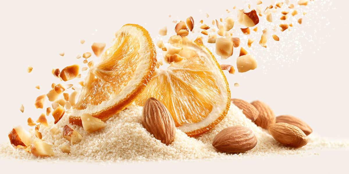 Amandes et oranges avec poudre d’amande