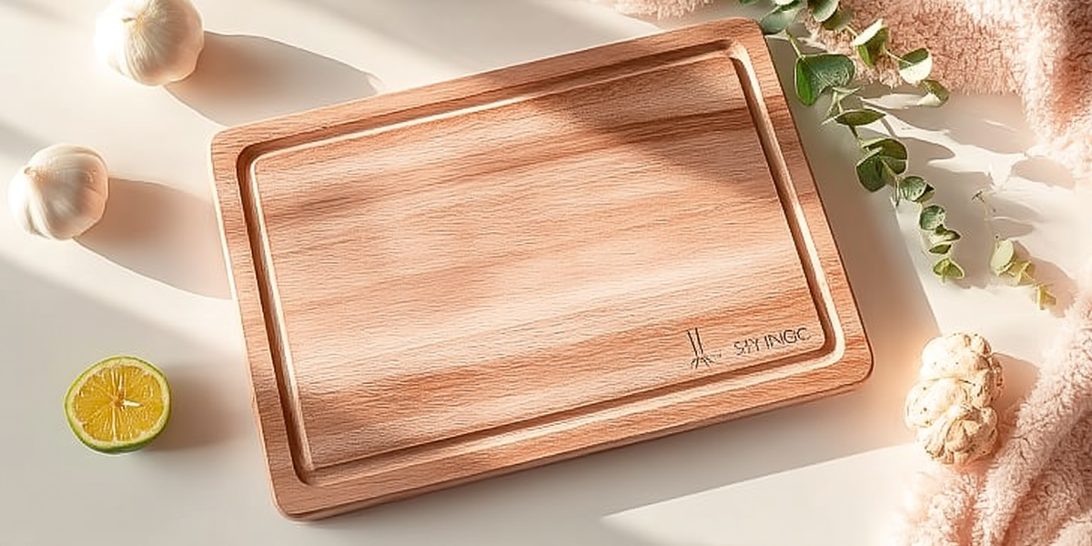 Planche à découper rectangulaire en bois avec rigole