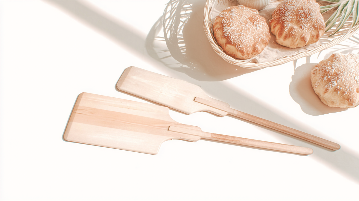 Spatules de cuisine en bois à manche long