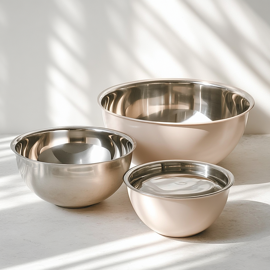Culs-de-poule et bols de préparation en inox