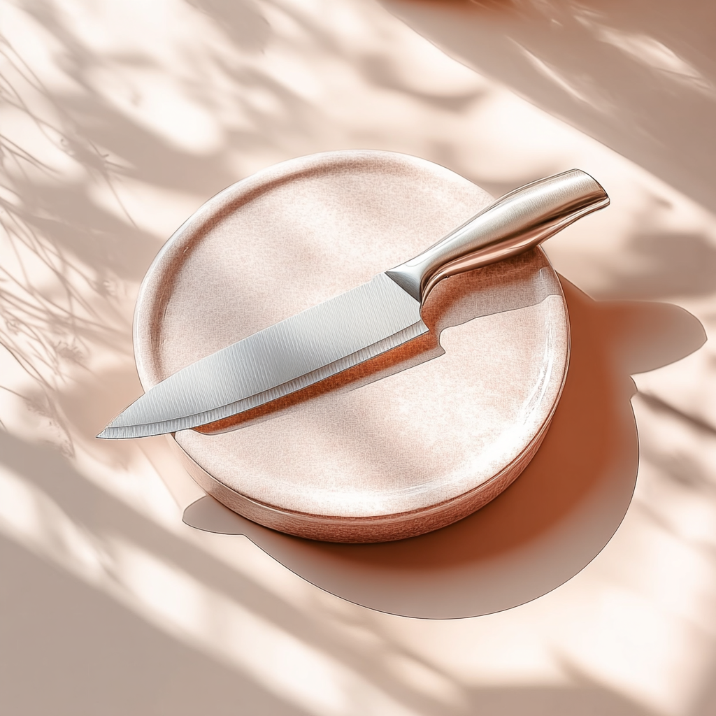 Couteau de cuisine en inox avec manche métallique