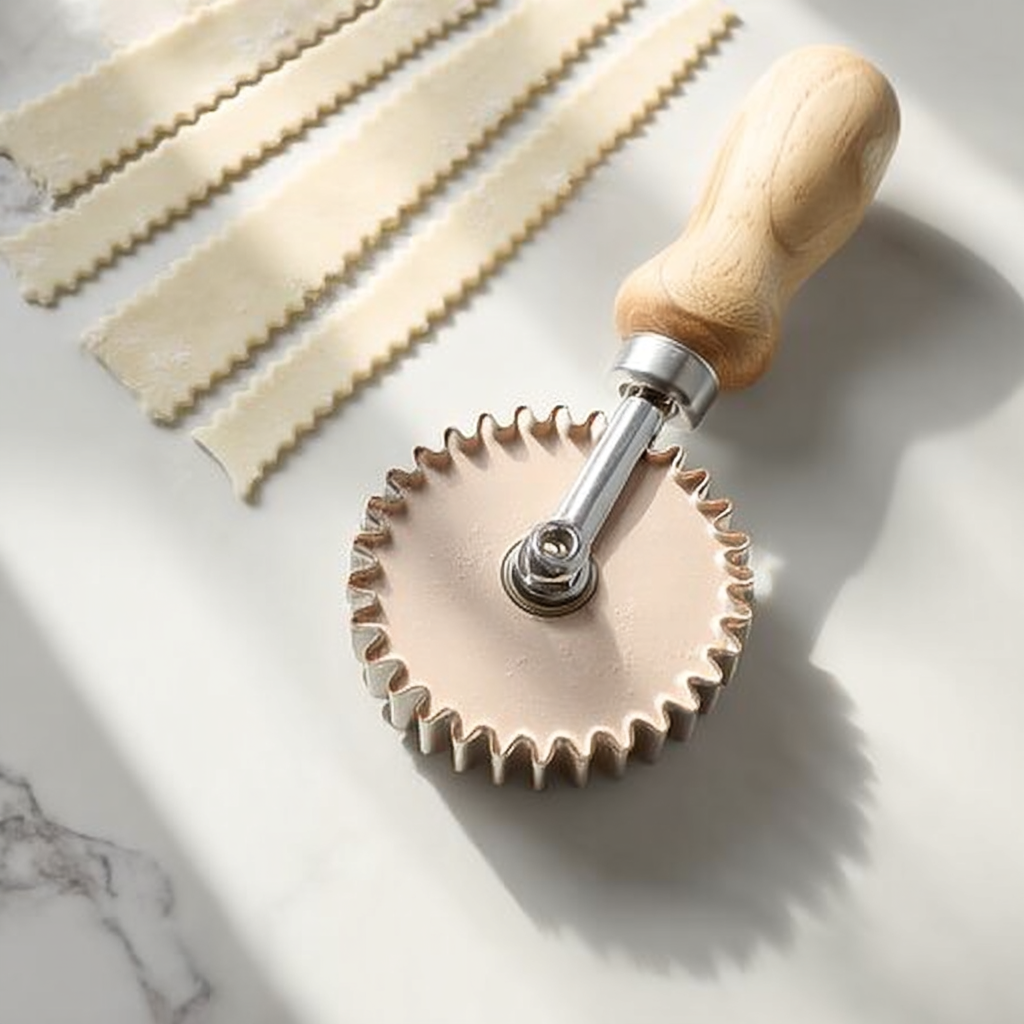 Roulette cannelée à pâtisserie avec manche en bois