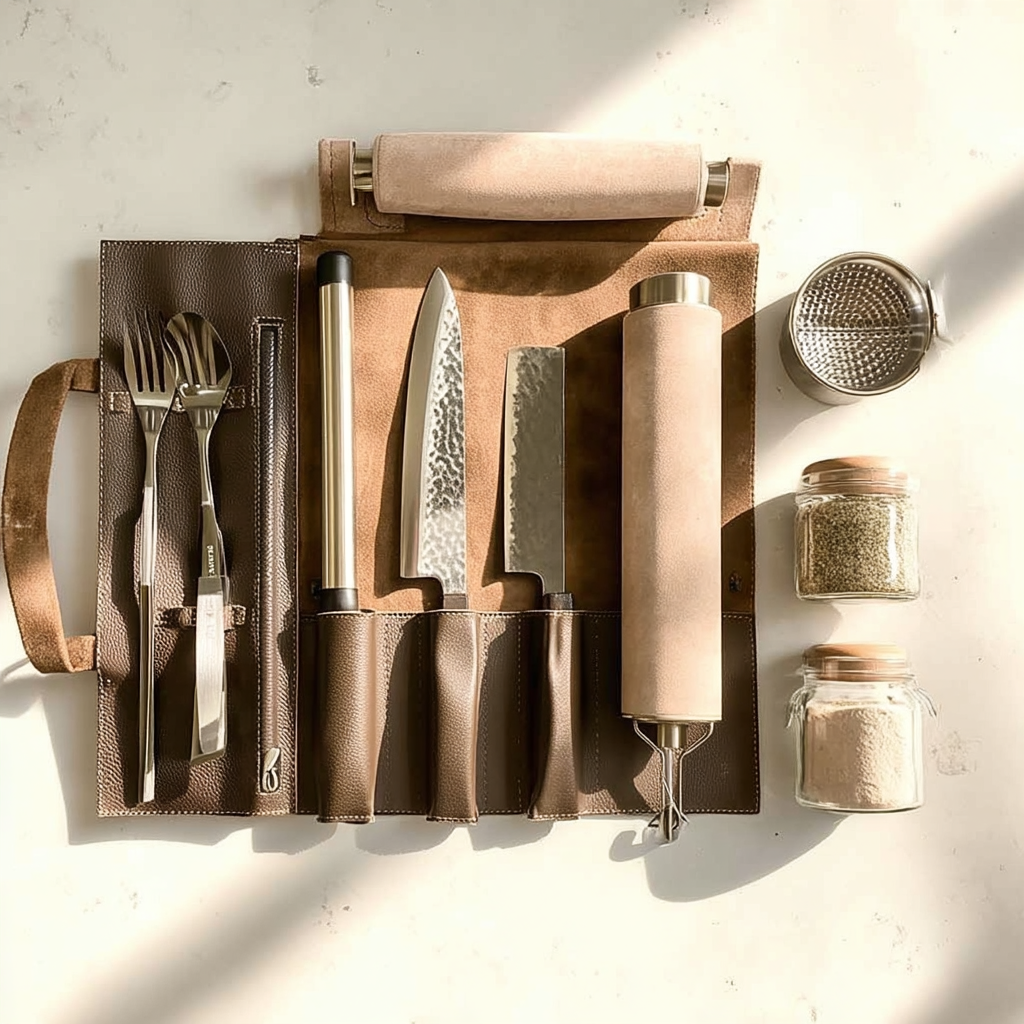 Mallette d’ustensiles de cuisine avec couteaux et accessoires professionnels