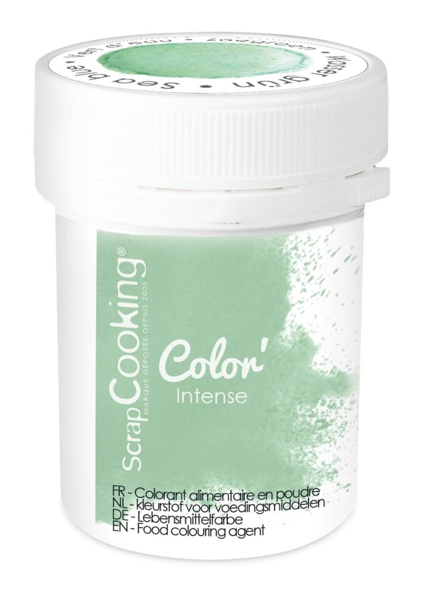 pot de colorant vert d'eau en poudre