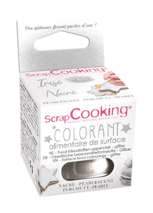 Colorant alimentaire de surface irisé argenté ScrapCooking
