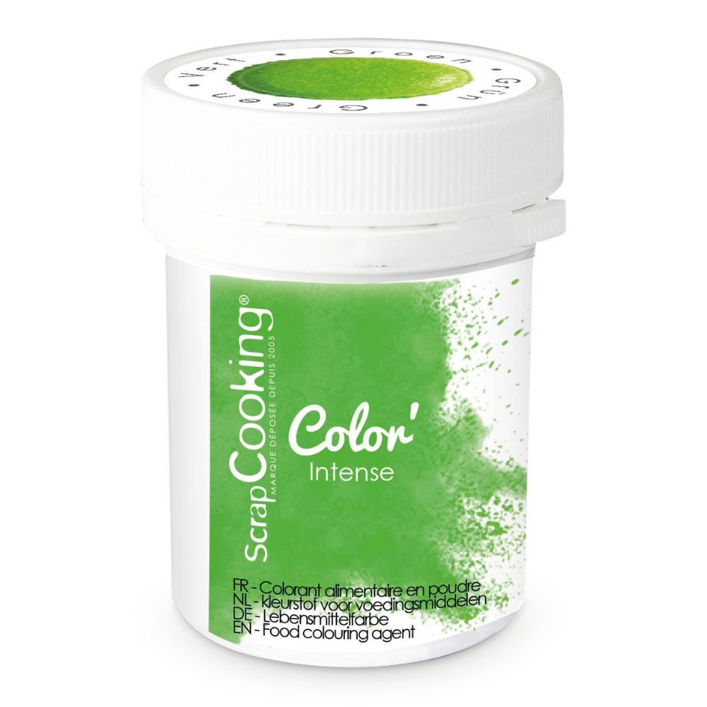 pot de colorant vert en poudre