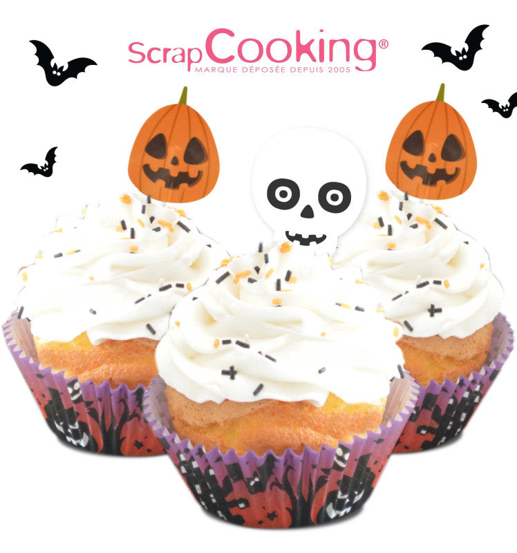 ScrapCooking - 24 Caissettes + 24 Cake Toppers Halloween