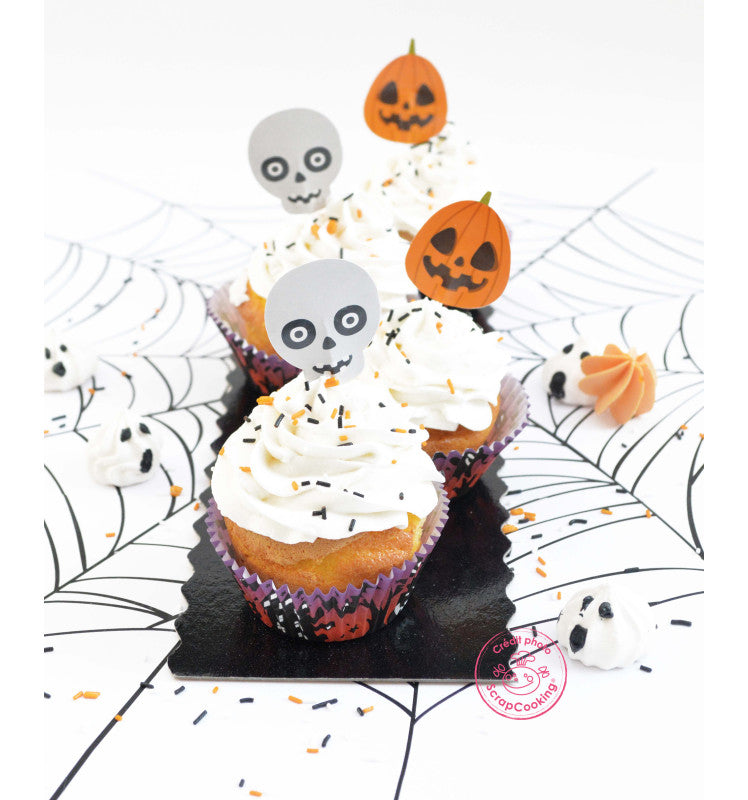 ScrapCooking - 24 Caissettes + 24 Cake Toppers Halloween