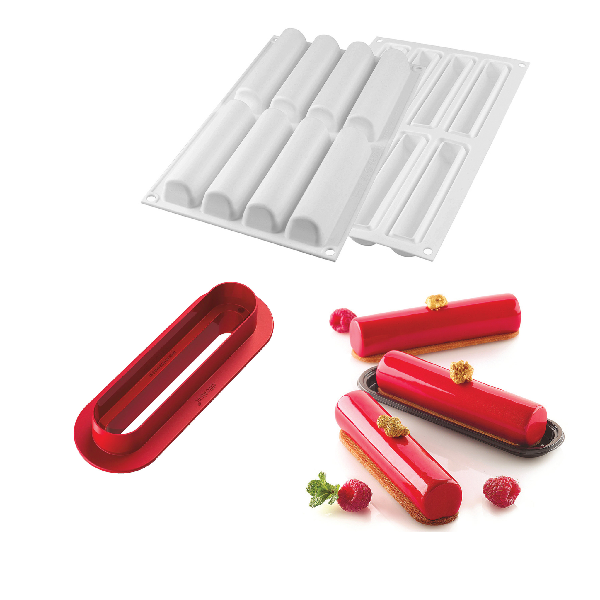 Silikomart - Moule Silicone 8 Cylindres 126 x 27 mm 76 ml
