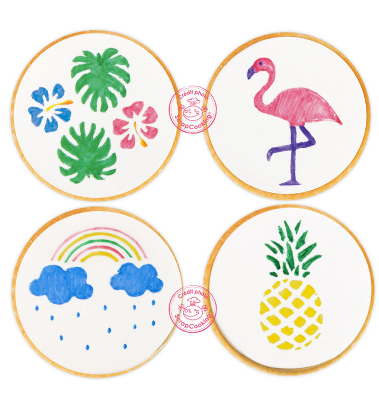 ScrapCooking - 4 feutres alimentaires - jaune, vert, rose & bleu