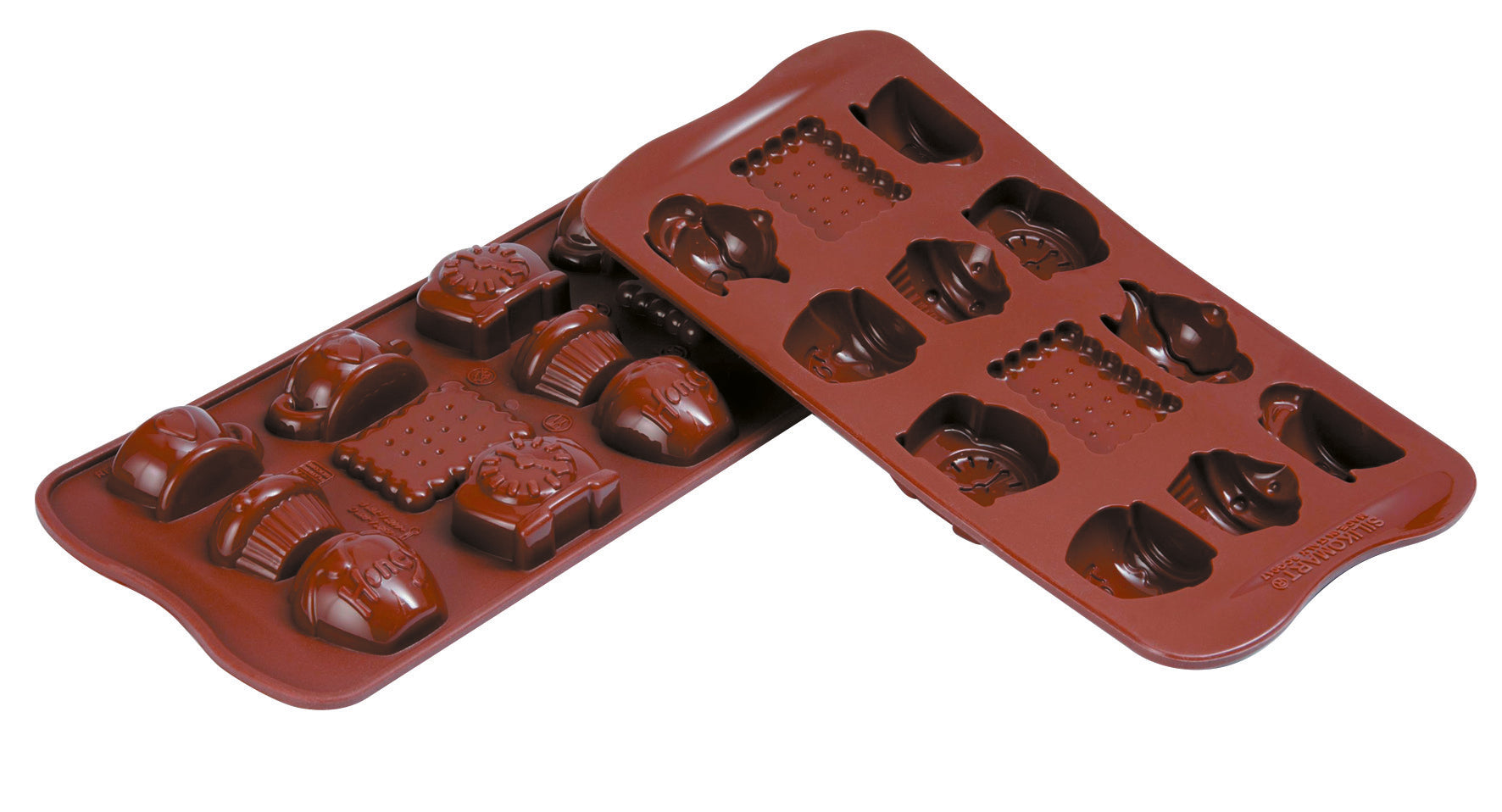 Silikomart - Moule à Chocolat Easy Choc - 12 Sujets Tea Time