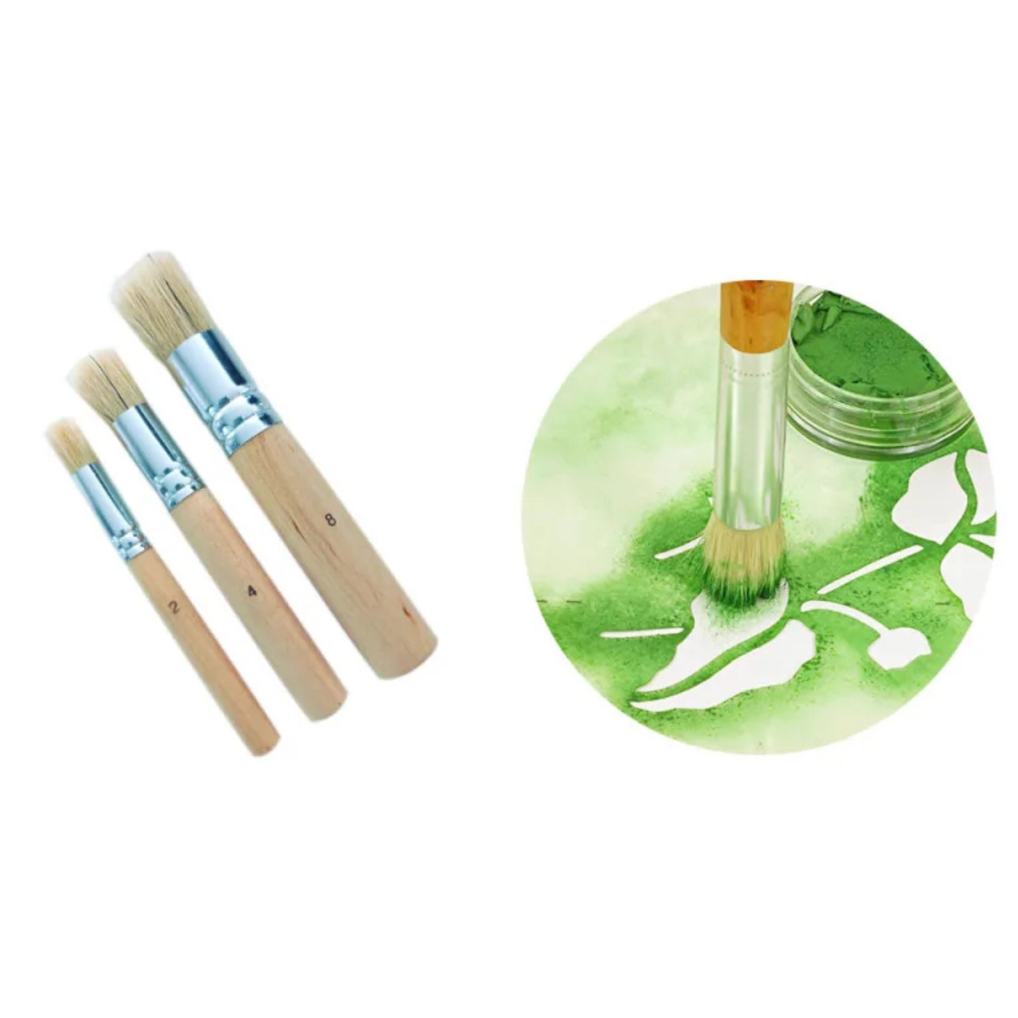 PatisDécor - Lot de 3 Pinceaux de Décoration Manche en Bois