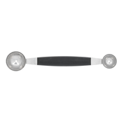 Cuillère parisienne double en inox avec deux diamètres et manche noir, pour réaliser des billes de fruits et légumes