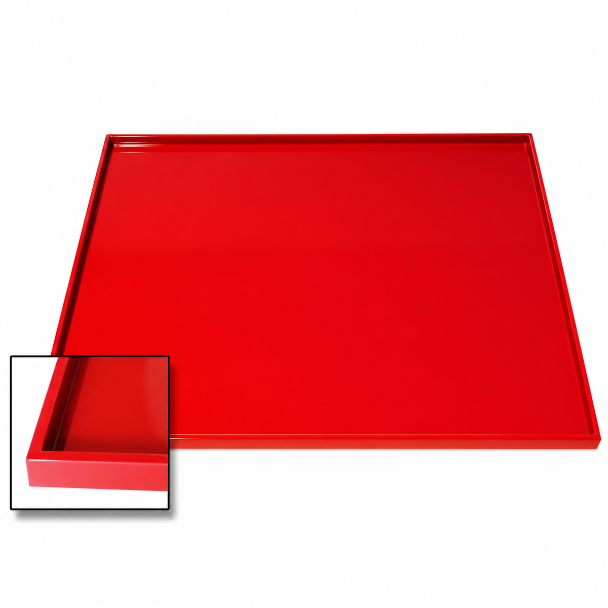 Plaque de cuisson rouge rectangulaire à bords relevés
