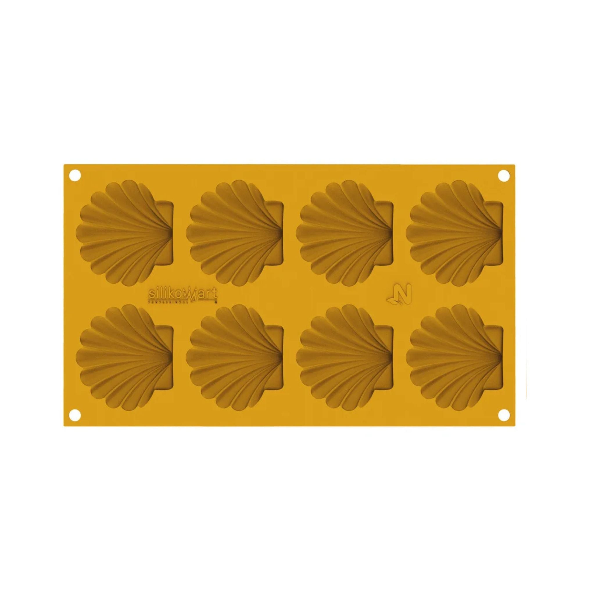 Silikomart - Moule Silicone Décor Coquillage 7,2 x 6,5 x H 0,9 cm (x8) Naturae