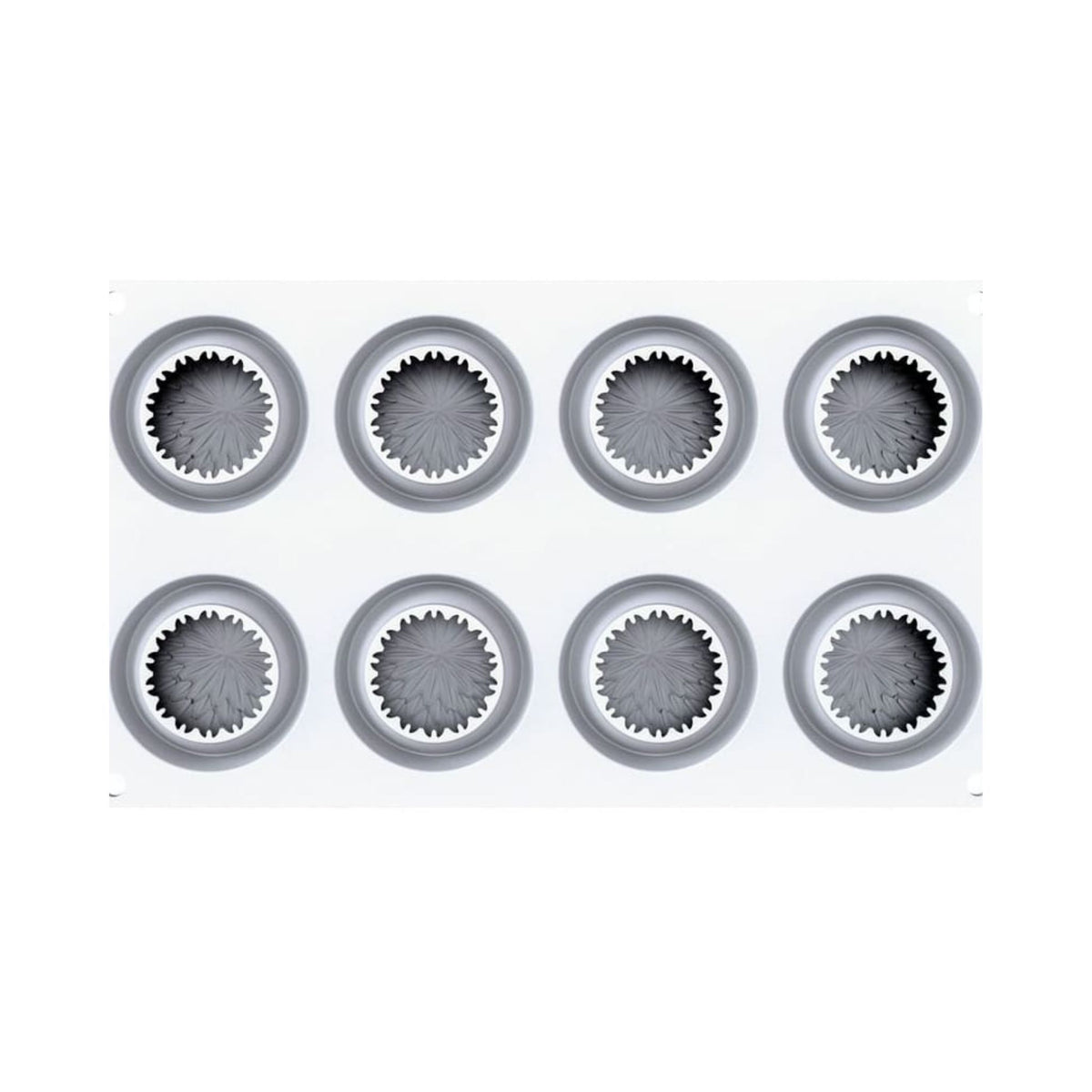 Vue de dessus du moule silicone 8 empreintes florales