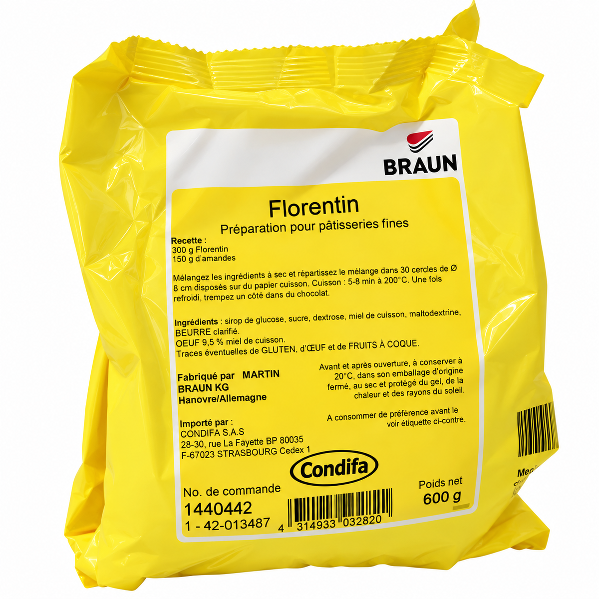 Préparation pour pâtisseries fines Florentin 600 g Braun 