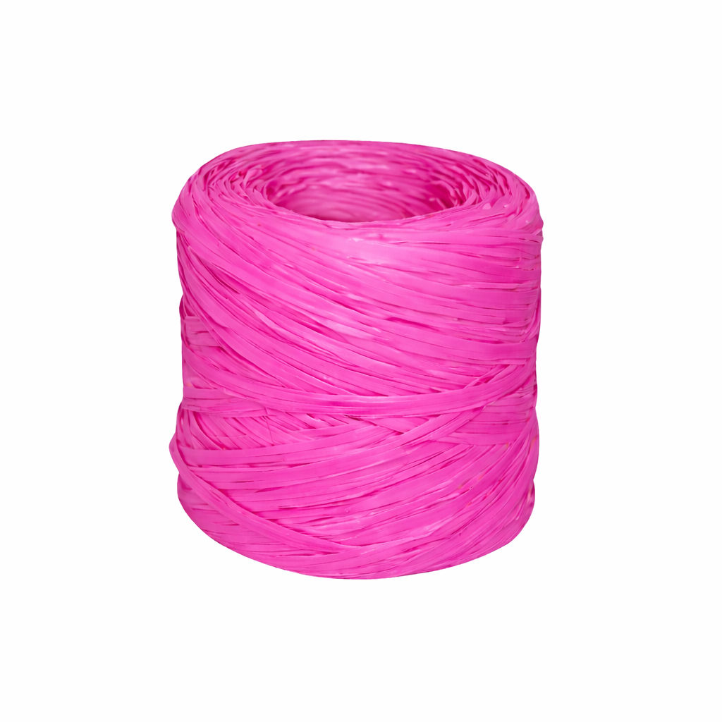 bobine de raphia rose fluo