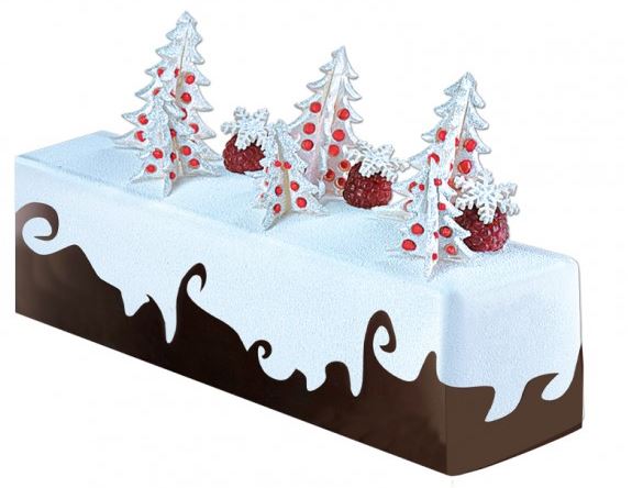 DécoRelief - Moule Bûche de Noël Longue Rectangle Lisse 500 mm - x12