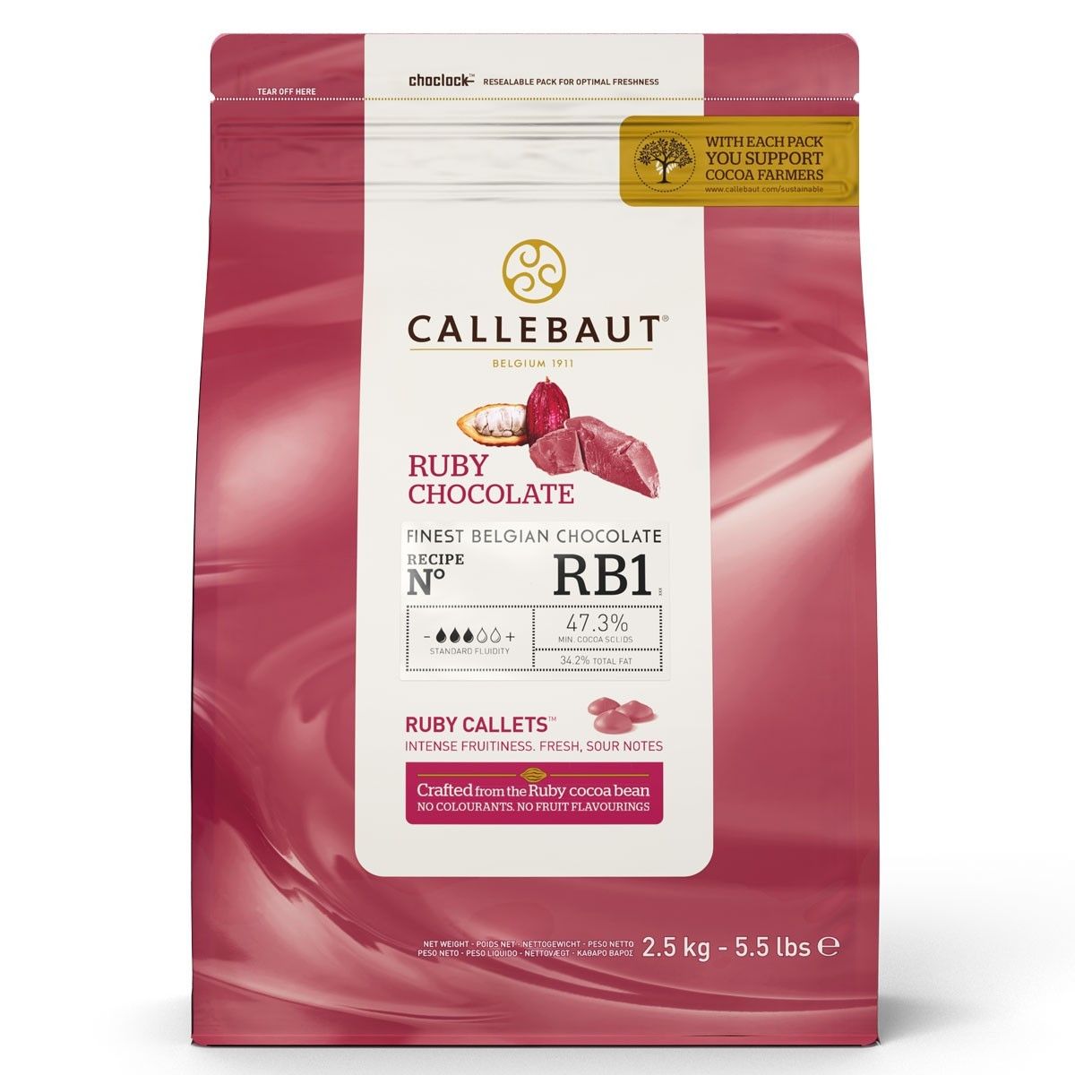 Callebaut - Chocolat rose RB1 Ruby 47,3% 2.5kg