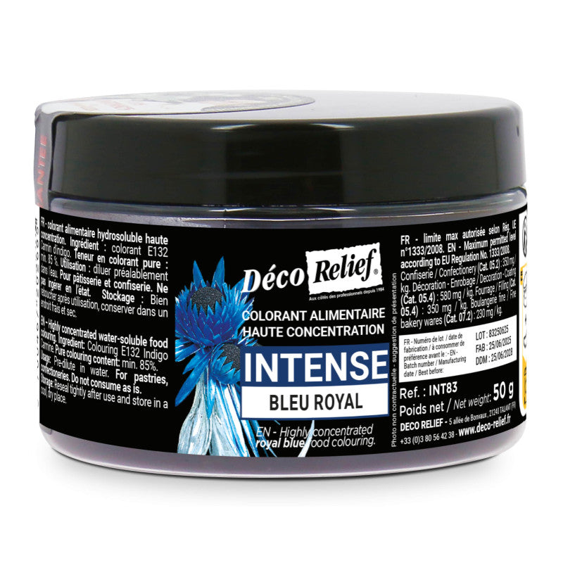 pot de colorant alimentaire Hydrosoluble Intense en poudre bleu royal
