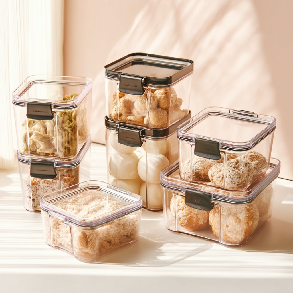 Boîtes hermétiques transparentes empilables pour conservation des aliments
