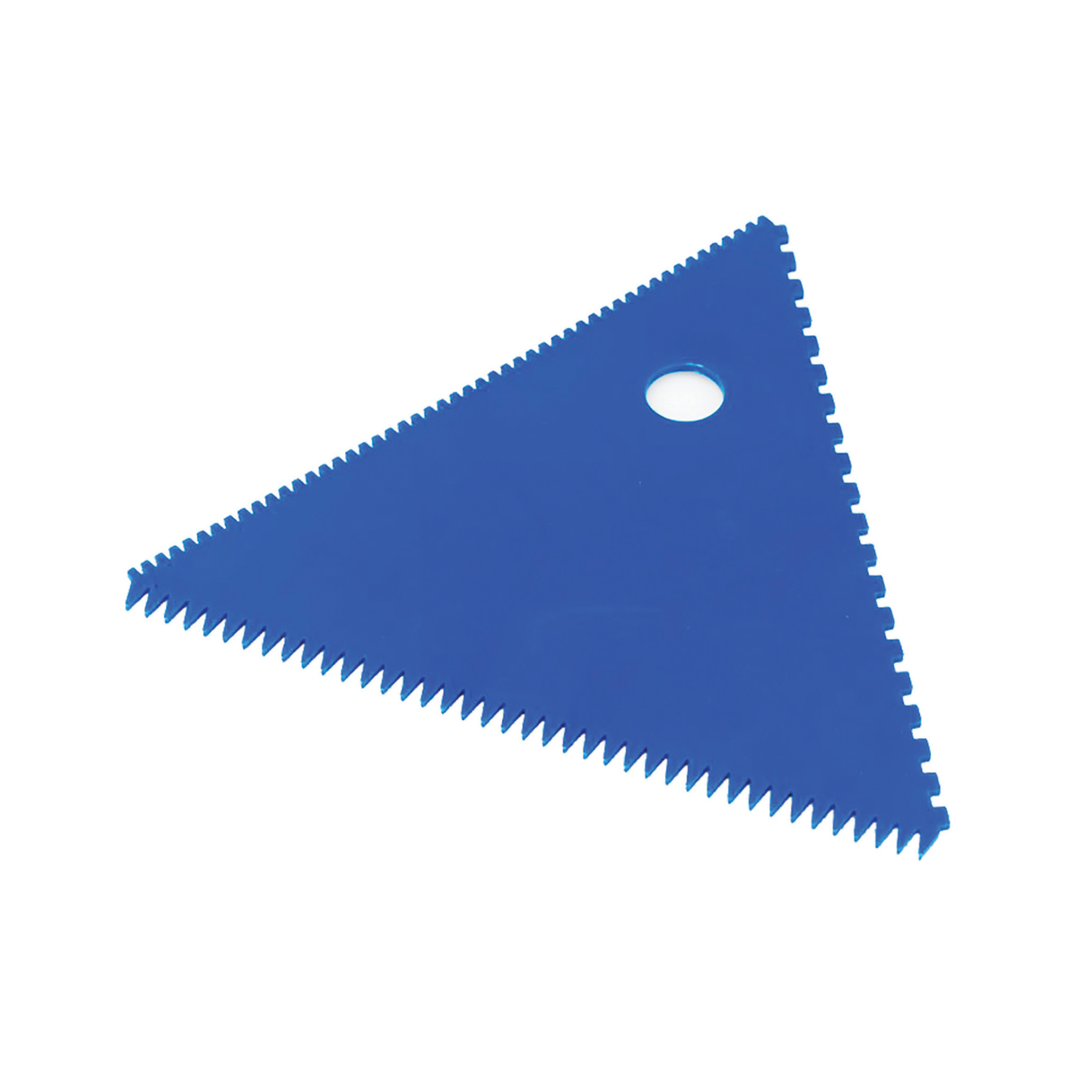 Raclette triangulaire dentelée bleue pour pâtisserie et travail des pâtes
