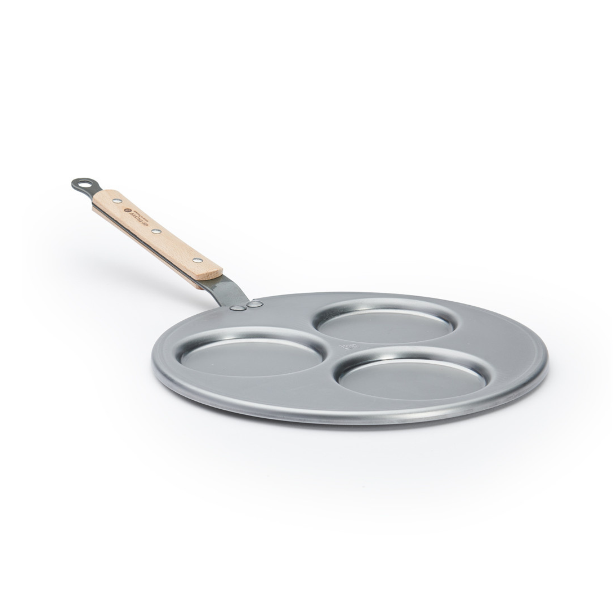 De Buyer - Poêle Triblinis en acier MINERAL B BOIS Ø 27 cm - 3 blinis Ø 10 cm