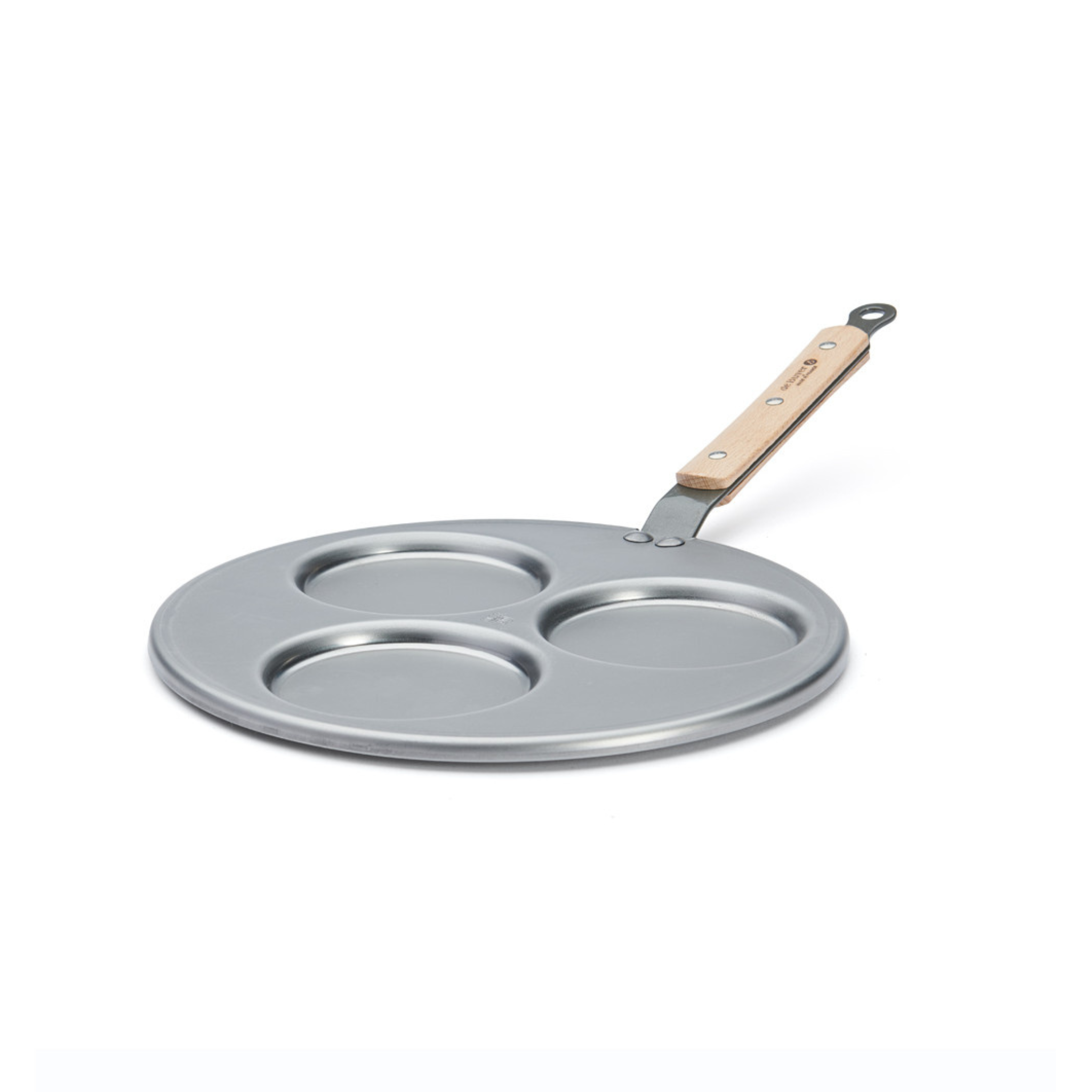 De Buyer - Poêle Triblinis en acier MINERAL B BOIS Ø 27 cm - 3 blinis Ø 10 cm