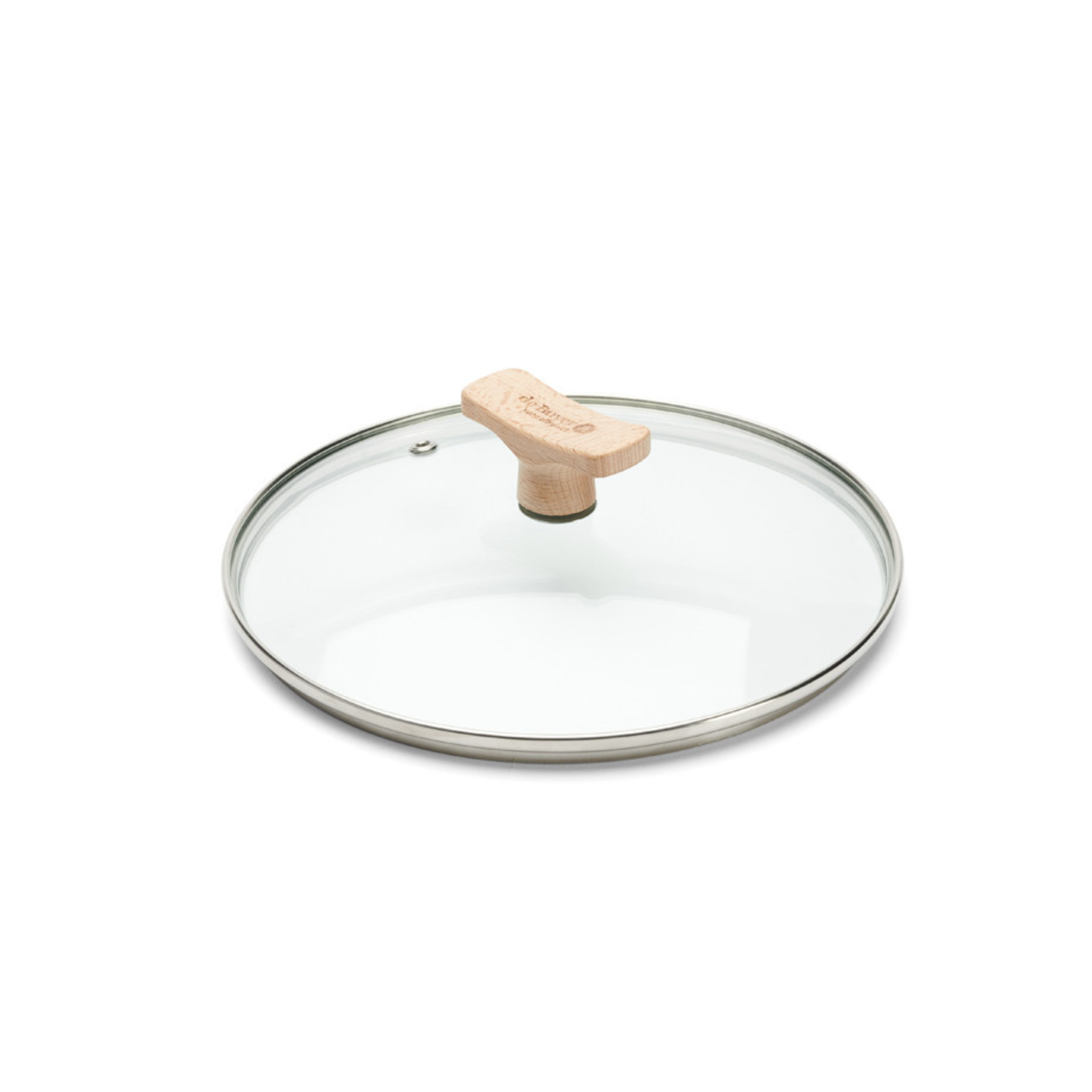 De Buyer - Couvercle en verre avec bouton en bois de hêtre