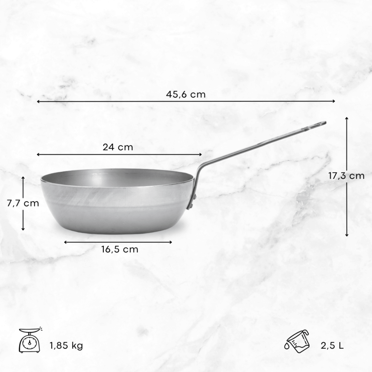 Sauteuse en acier 28 cm – dimensions et contenance 4 L
