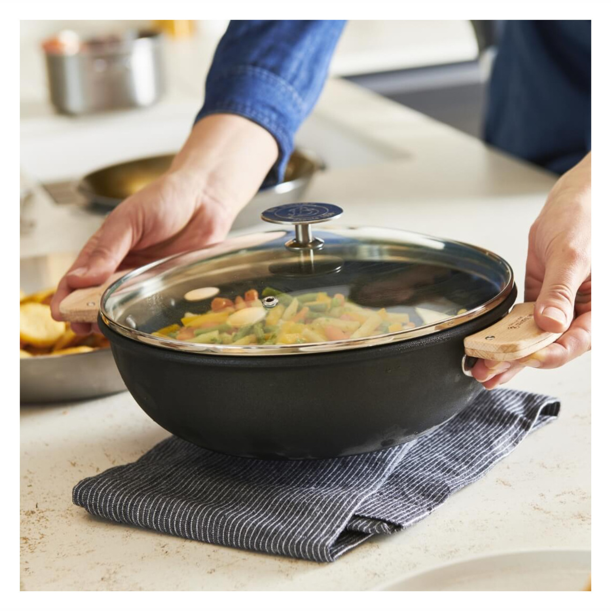 De Buyer - Couvercle en verre universel avec pontet inox