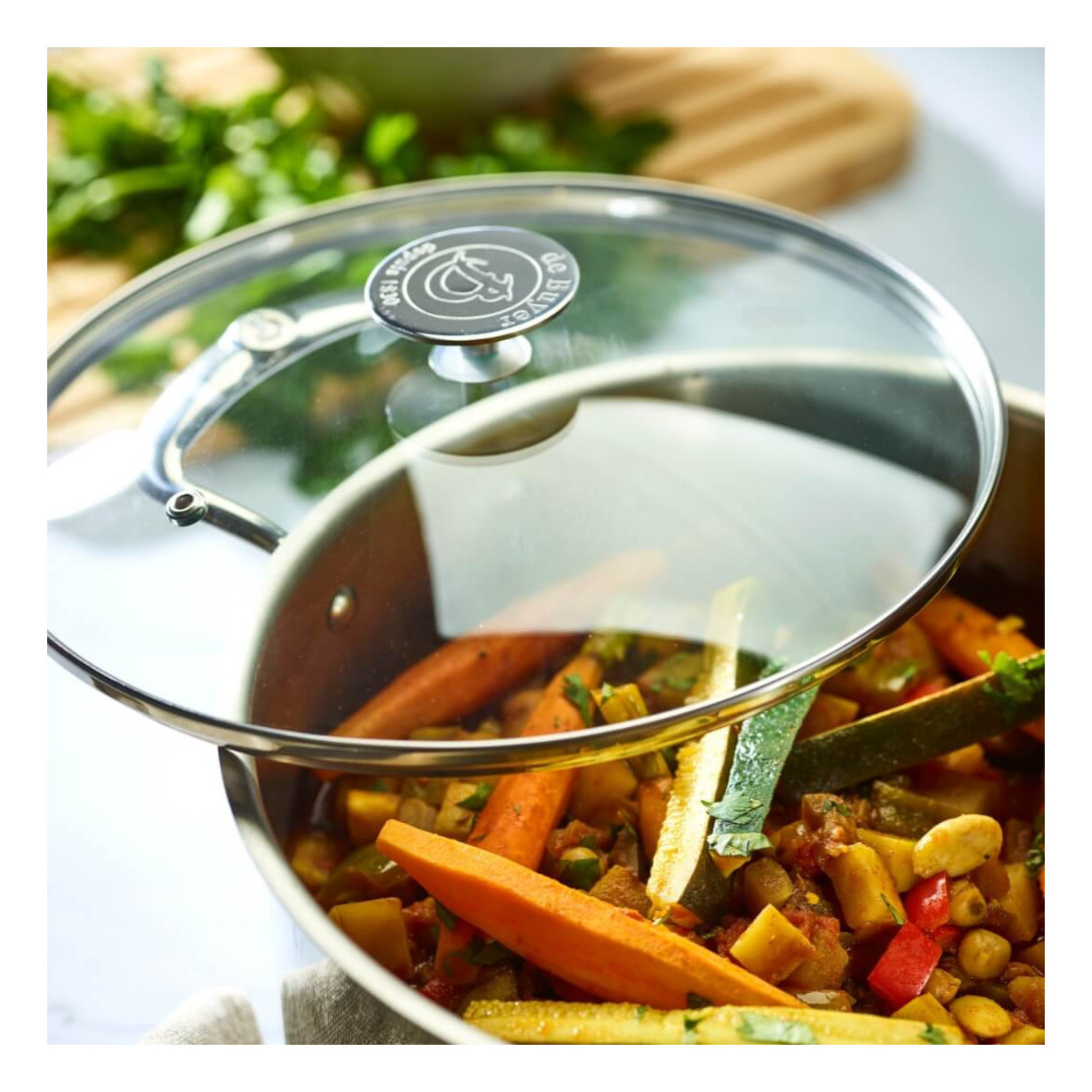 De Buyer - Couvercle en verre universel avec pontet inox