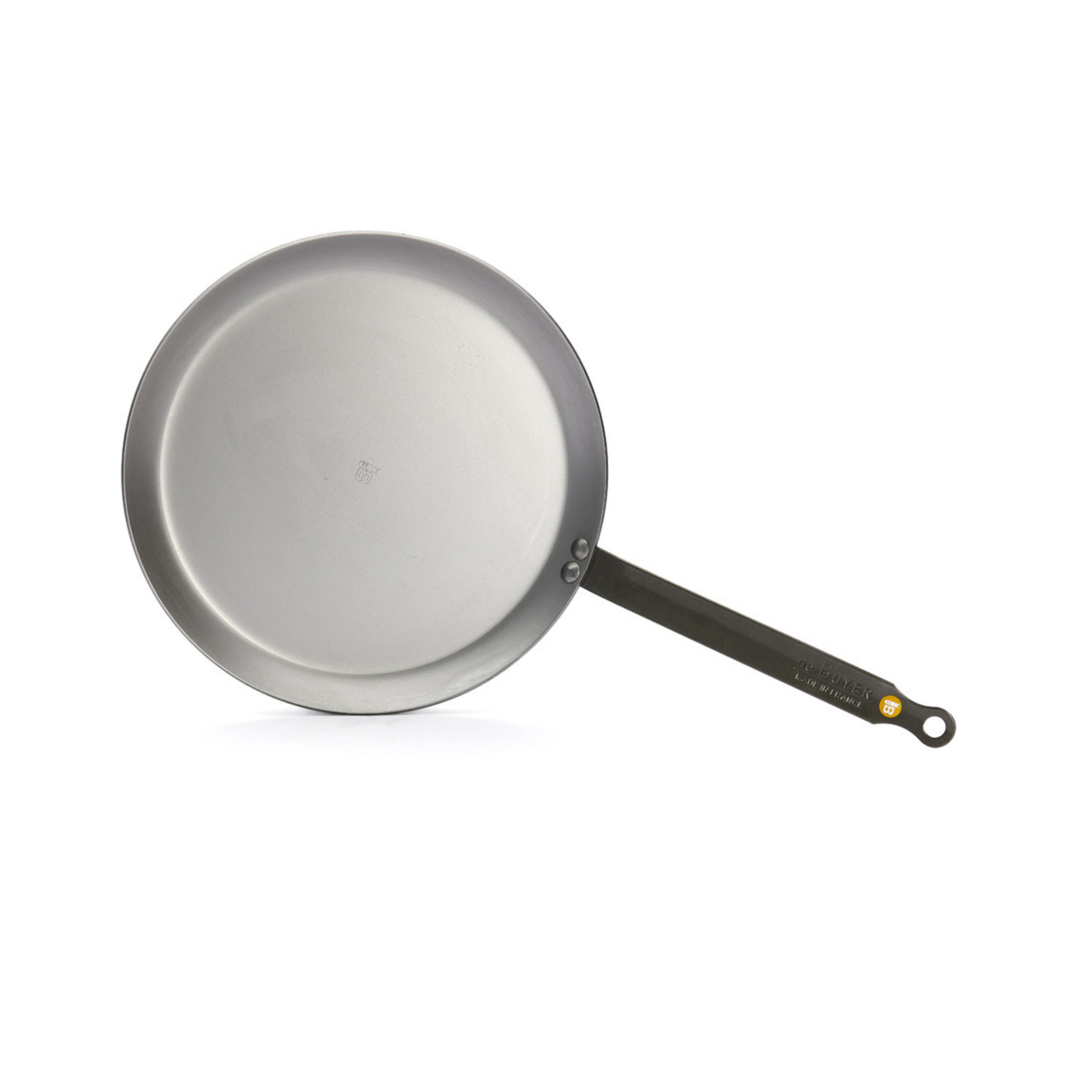 Poêle à crêpes en acier vue de dessus